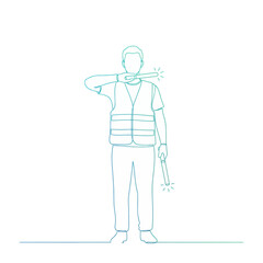 Aircraft Marshalling Signal Cut Engines with Light Wands Safety Vest Worker