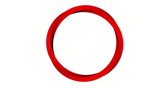 Rotating red ring. M&ouml;bius strip. Seamless loop. 3D animation. 4K. Isolated. Ideal for uses as a cool background for titles, videos, animations, presentation, advertisement