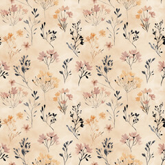 Floral  seamless pattern design with pastel colors on neutral background  