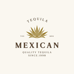 Vintage mexican agave plant logo template design for traditional tequila drink.