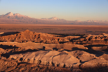 Moon Valley at sunset in San Pedro de Atacama, Chile
