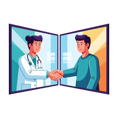 Fototapeta premium Virtual Handshake Telemedicine Bond