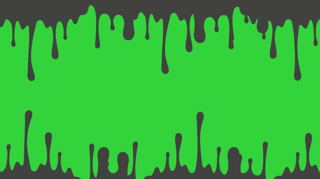 Black Liquid Dripping on Neon Green Background &ndash; Fluid Flow Animation