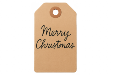 Kraft paper christmas gift tag with merry christmas message