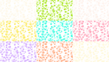 Colorful bokeh light collage with glowing bulbs in yellow, blue, pink, and green. Festive decorative