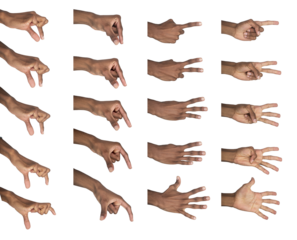 Counting hand gesture, holding positions set. Black skin male making mathematical and expressive