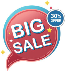 Big sale 30 percent offer announcement speech bubble icon for retail promotions and marketing events