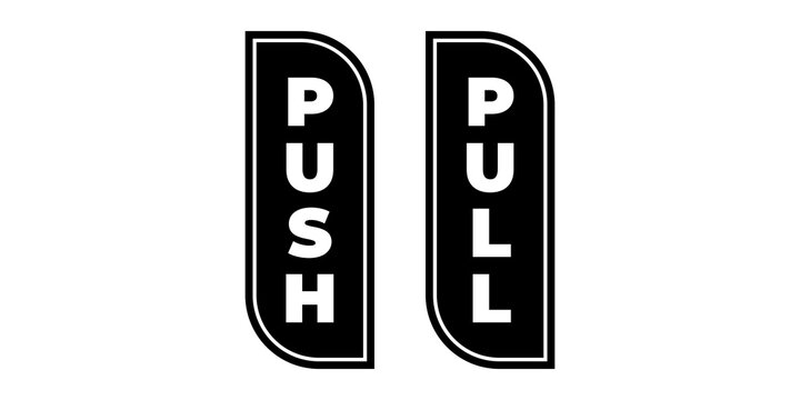 Black white push pull door sign icon