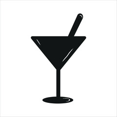 Stylized Glass Icon with Diagonal Stir Stick