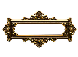 Ornate golden baroque picture frame isolated on transparent background