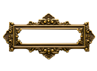 Ornate golden baroque picture frame isolated on transparent background