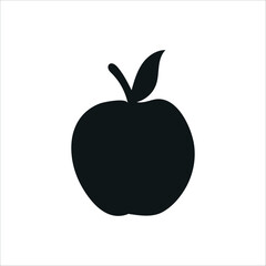 Minimal apple silhouette with leaf detail icon