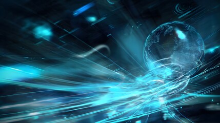 Global network connectivity futuristic illustration limitless digital innovation serene modern tech concept