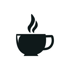 Simple silhouette of a steaming coffee cup