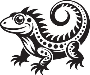 Obraz premium Stylized Lizard Silhouette Intricate Ornament Tattoo Style Illustration