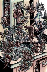 bugs, rats, spiders and insects have a party in the bathroom sink