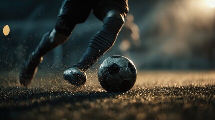Dynamic Soccer Player Dribbling a Ball with Skill and Precision
