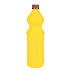 yellow bottle with brown cap on isolated white background