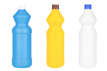 Set of plastic bottles isolated on white background