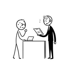 Stressed customer expressing frustration to a support agent in office  
