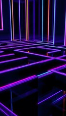 Fototapeta premium Futuristic maze glows with neon light a vibrant abstract digital innovation design concept