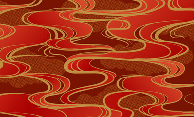 波　和風パターンイラスト背景