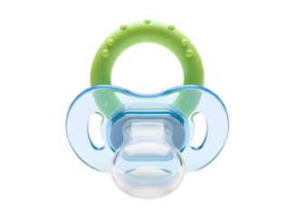 Blue and green baby pacifier isolated on transparent background