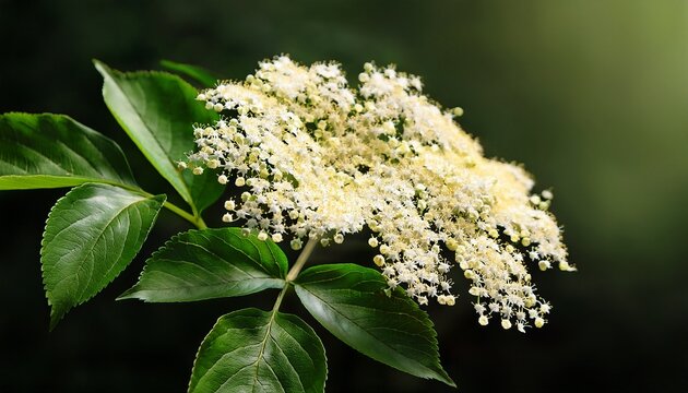 Holunderbluten Dolde Und Blatter