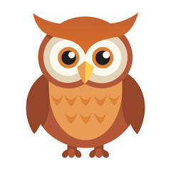 Owl Vector Illustration, Cute Flat Cartoon Mascot Isolated on White Background