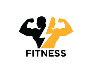 Fitness Logo Bodybuilders Lifting Dumbbells for Gym and Training