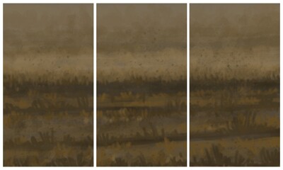 Triptych, abstract landscape painting - digital painting. Painted on a tablet. © neurostructure
