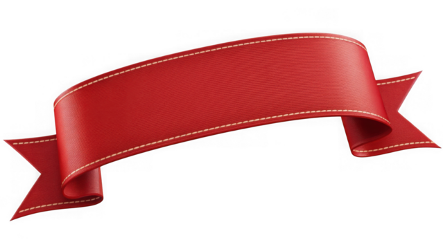 Red ribbon banner isolated on transparent background - Powered by Adobe