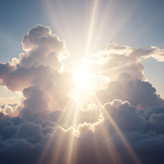 Golden Sunrays Breaking Through Heavenly Clouds