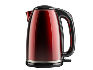 Red electric kettle isolated on white background