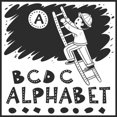 Whimsical alphabet learning illustration vector scalable icon for education and design projects