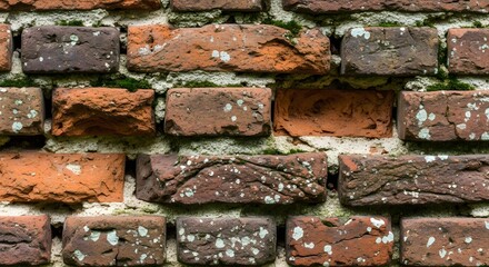 Textured old brick wall close up detail weathered building material surface