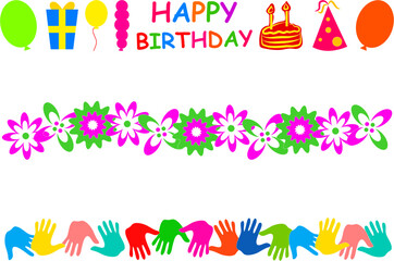 Happy Birthday Party Elements Border