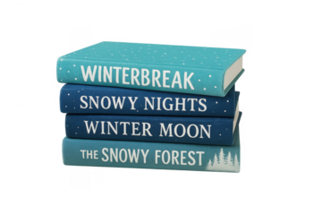 Stack of winter themed books for seasonal reading