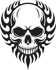 Obraz premium Tribal Skull Tattoo Style Black Shape on Checkered Surface