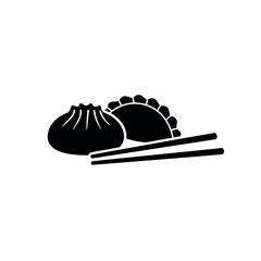 Dumplings and Chopsticks Asian Cuisine Icon.