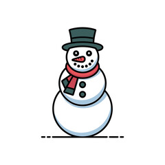 Snowman icon vector on White Background ,Vector Art Illustration on white background.