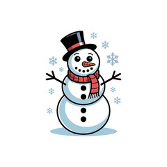 Snowman icon vector on White Background ,Vector Art Illustration on white background.