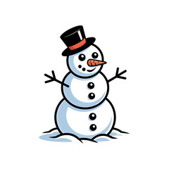 Snowman icon vector on White Background ,Vector Art Illustration on white background.