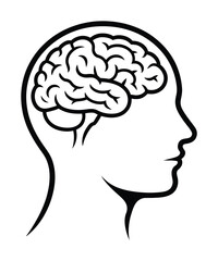 Human brain head outline vector illustration