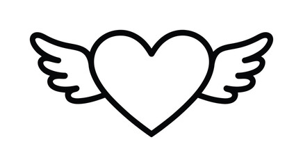 Heart with Wings Icon Vector for Love and Freedom