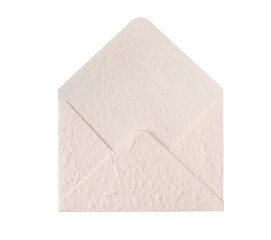 Open empty textured paper envelope mock up on a transparent background, ready for your communication message