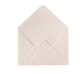 Open empty textured paper envelope mock up on a transparent background, ready for your communication message