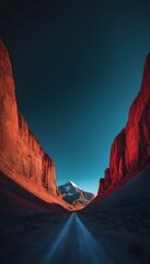 Red Canyon with Deep Blue Sky &ndash; Digital Landscape Art
