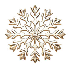 Simple Golden Snowflake Ornament with Classic Symmetrical Design graphic isolated on a transparent background