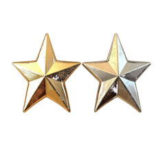 Two Stars, One Gold and One Silver, Side by Side metallic object isolated on a transparent background